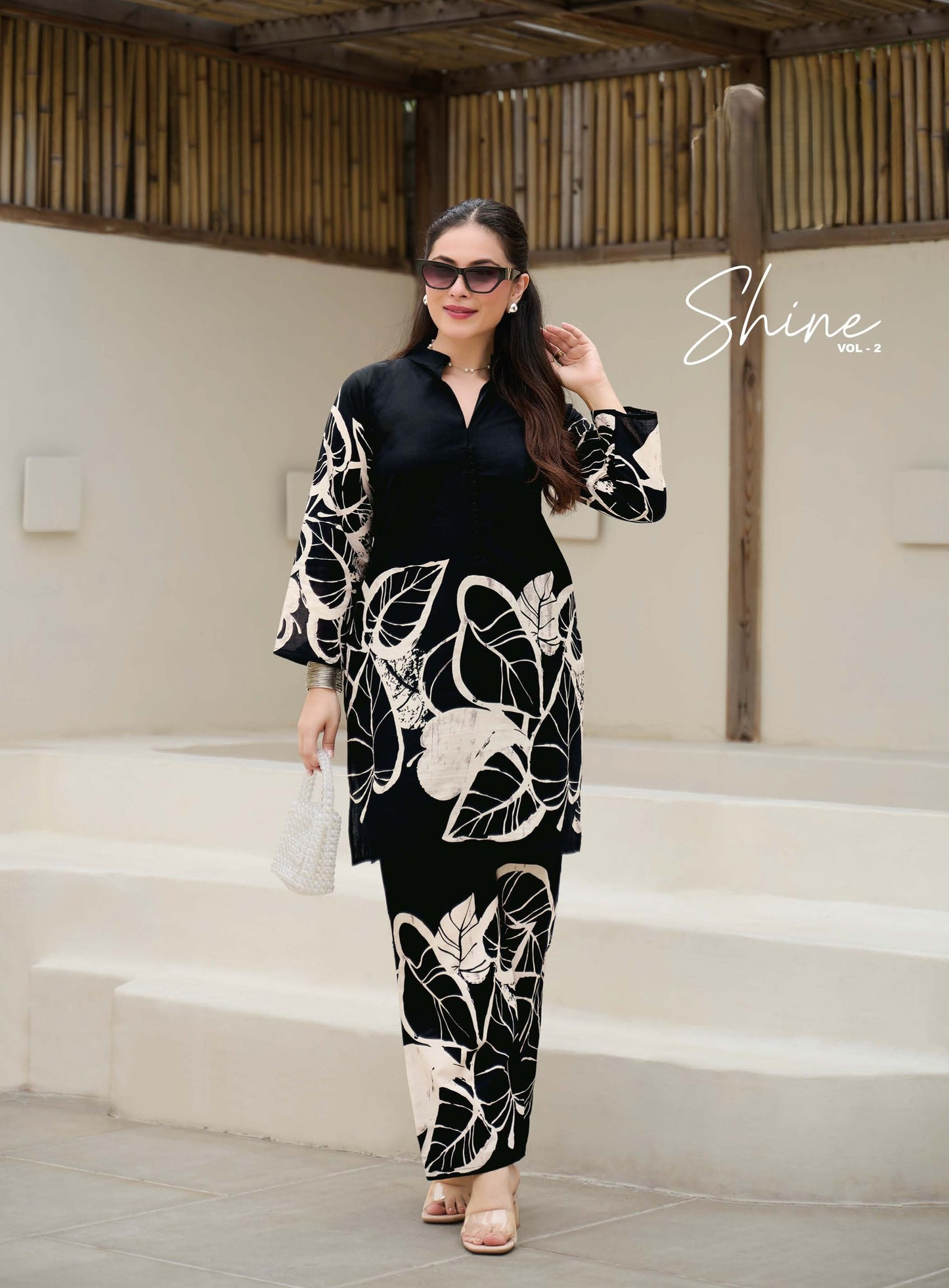 Ready To Wear Printed Cotton Coord Set | Black