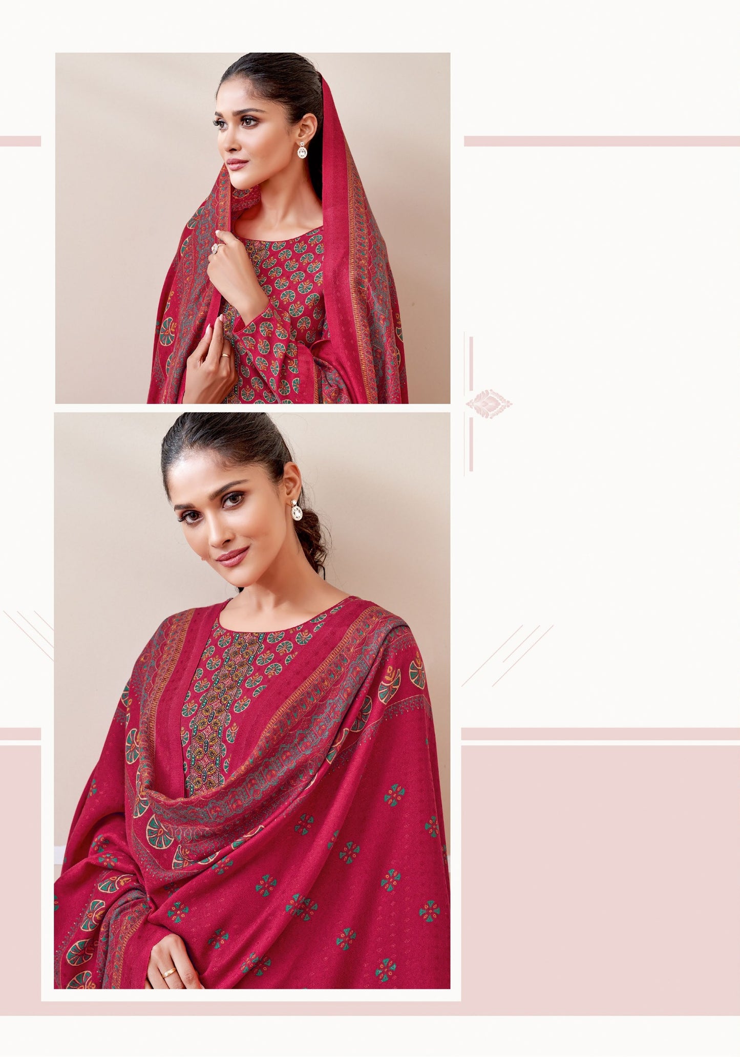 RANI PASHMINA UNSTITCHED WITH NECK WORK AND FOIL PRINT