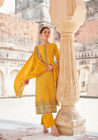 SUNNY YELLOW PREMIUM MODAL | MUSLIN DIGITAL PRINT UNSTITCHED SUIT