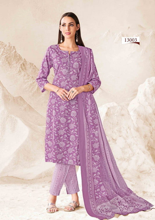Premium Cotton Readymade Suit with Cotton Dupatta for Women – Elegant & Comfortable Office Wear Outfit | Lavender