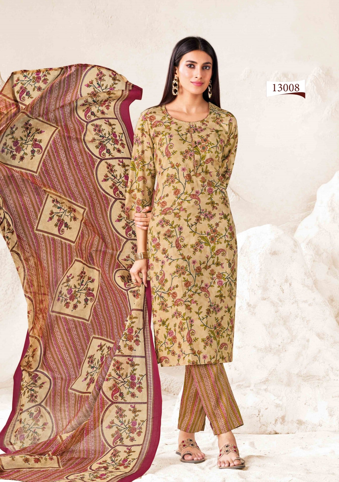 Premium Cotton Readymade Suit with Cotton Dupatta for Women – Elegant & Comfortable Office Wear Outfit | Skin Gold
