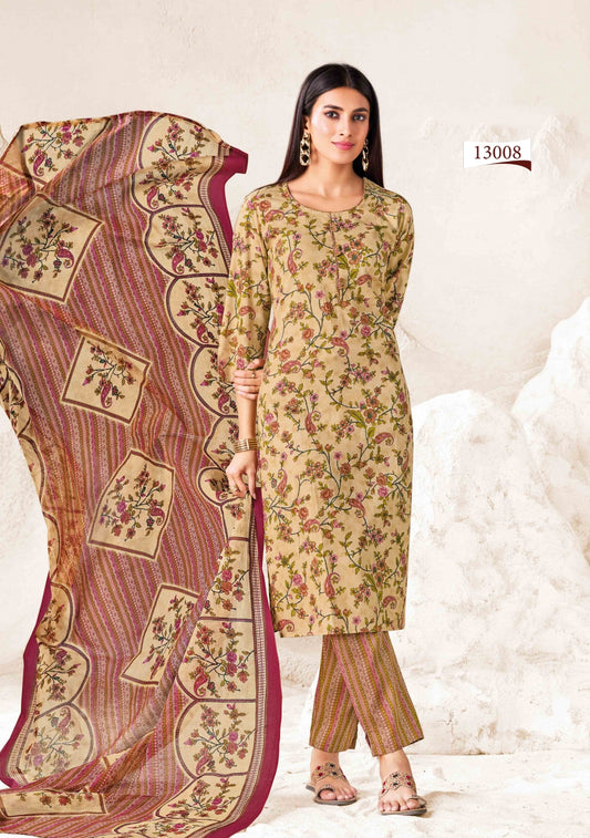 Premium Cotton Readymade Suit with Cotton Dupatta for Women – Elegant & Comfortable Office Wear Outfit | Skin Gold
