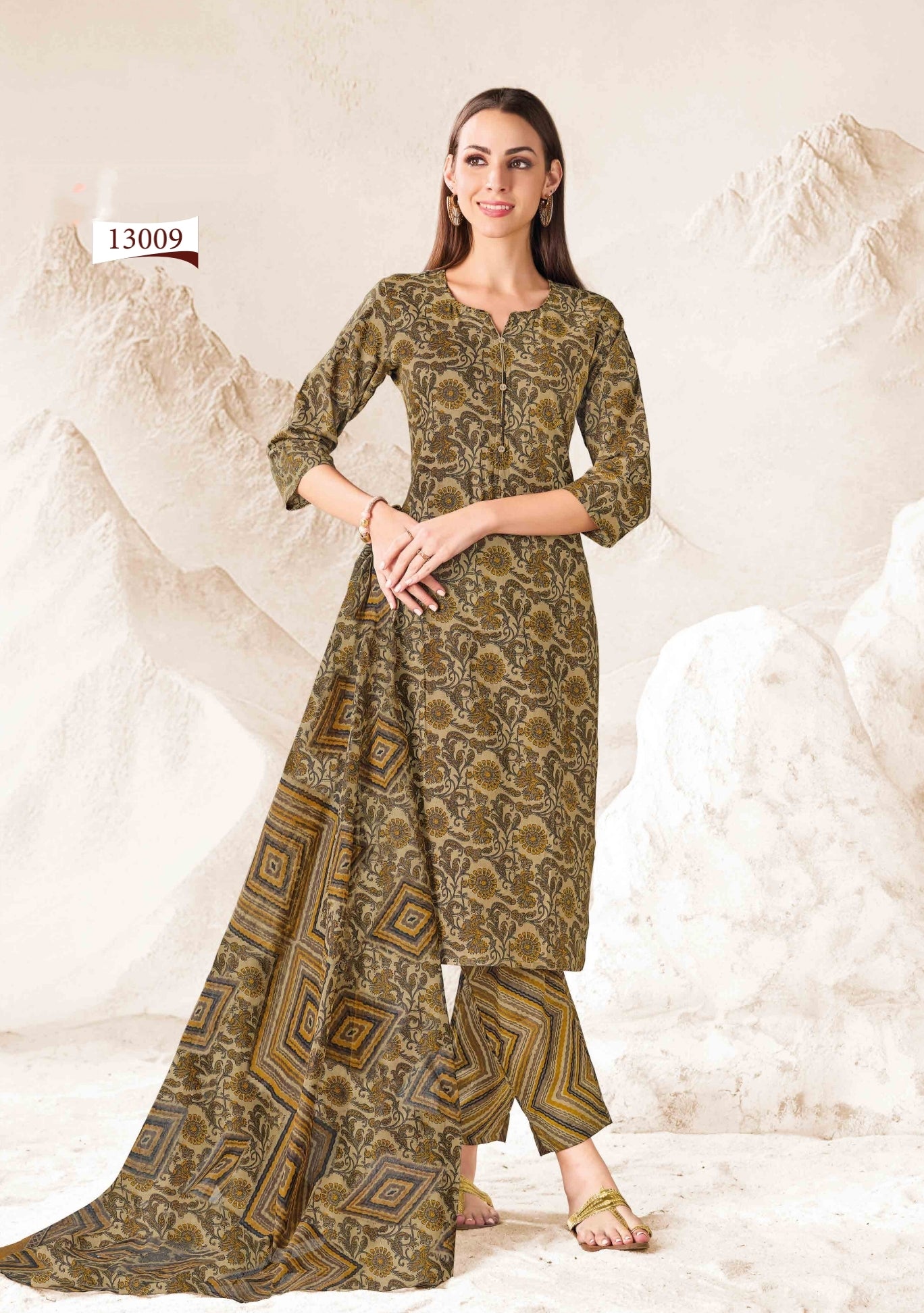 Premium Cotton Readymade Suit with Cotton Dupatta for Women – Elegant & Comfortable Office Wear Outfit | Badami