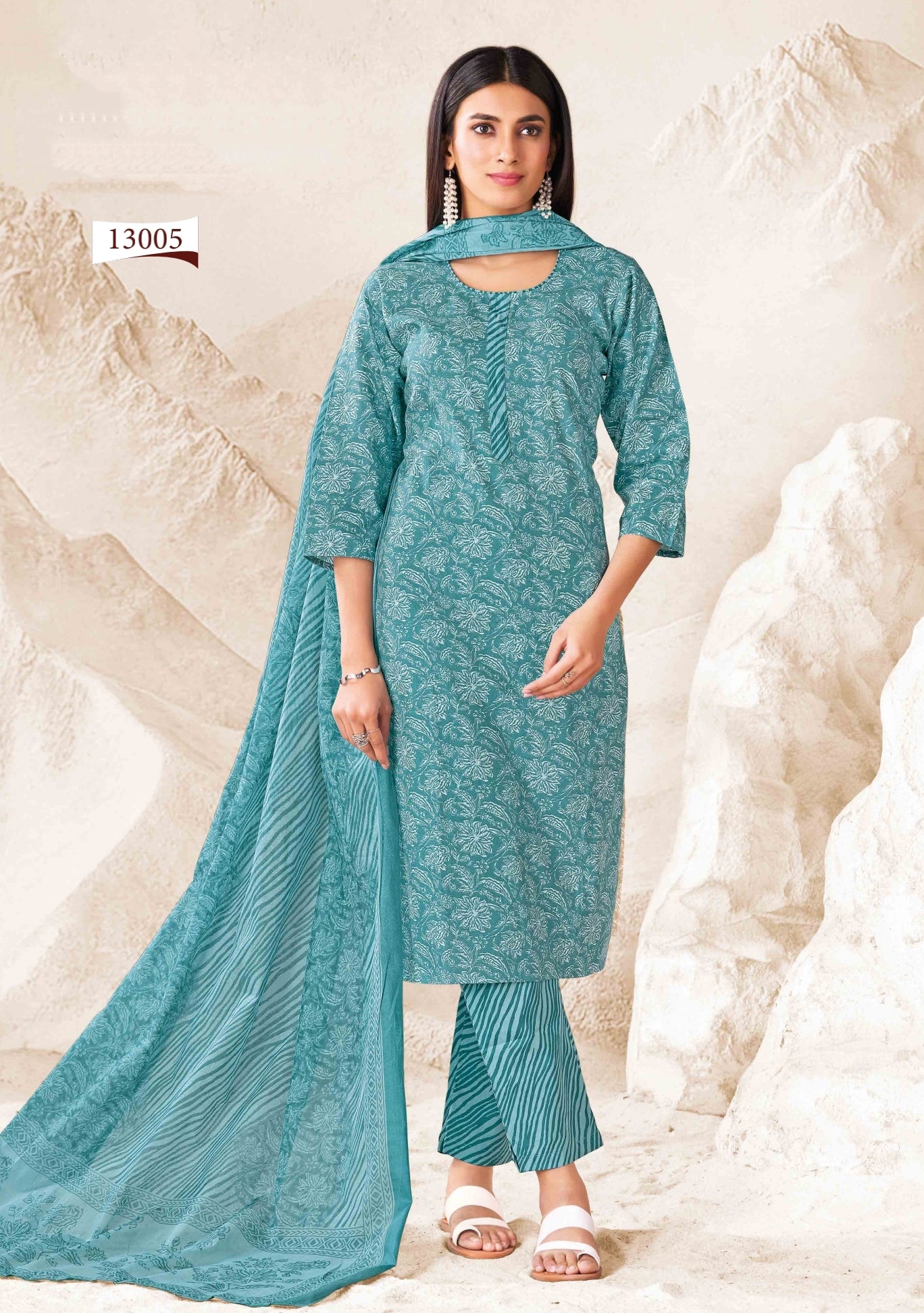 Premium Cotton Readymade Suit with Cotton Dupatta for Women – Elegant & Comfortable Office Wear Outfit | Dark Turquois