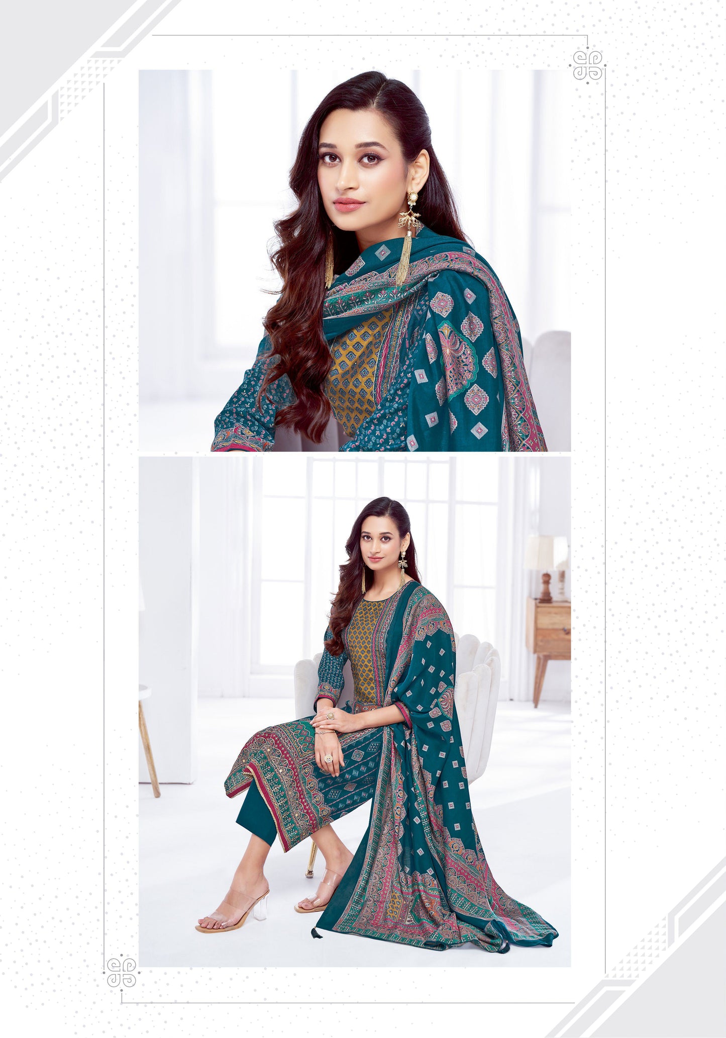 Elegant Pakistani-Style Muslin Stitched Suit with AAri Work & Rayon Bottom – Muslin Dupatta | Peacock Blue