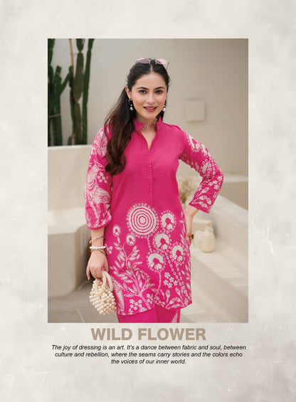 Ready To Wear Printed Cotton Coord Set | Pink