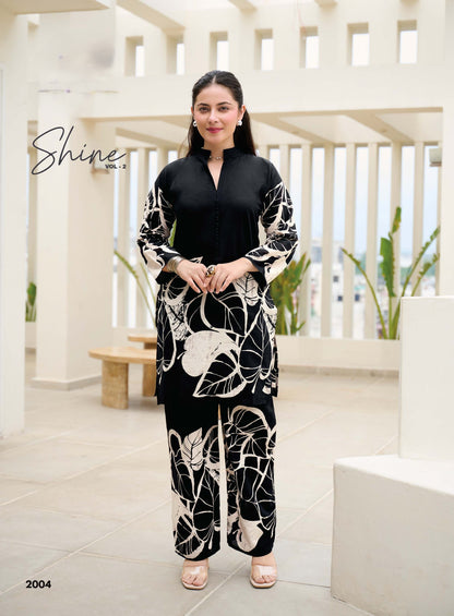 Ready To Wear Printed Cotton Coord Set | Black