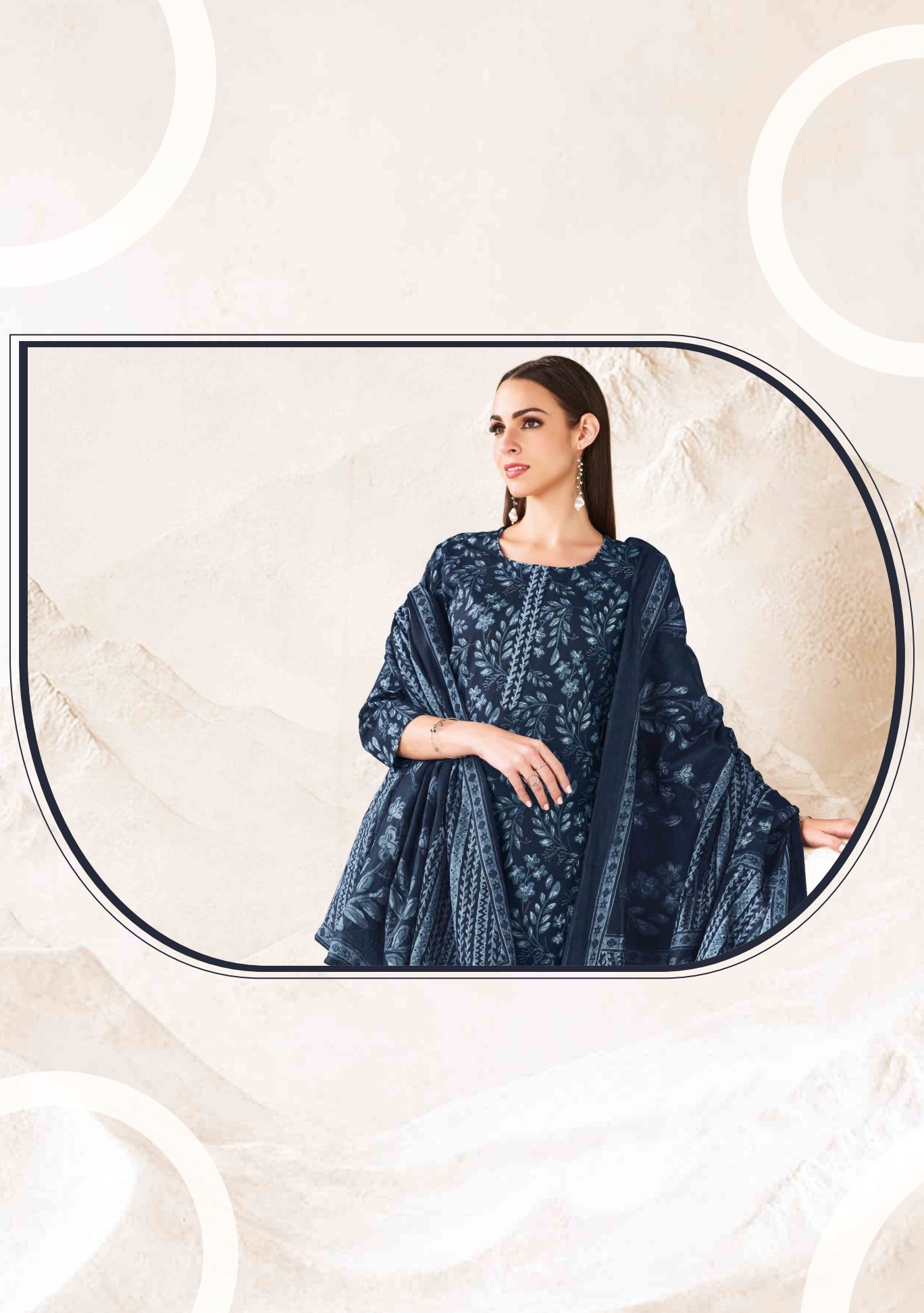 Premium Cotton Readymade Suit with Cotton Dupatta for Women – Elegant & Comfortable Office Wear Outfit | Navy Blue