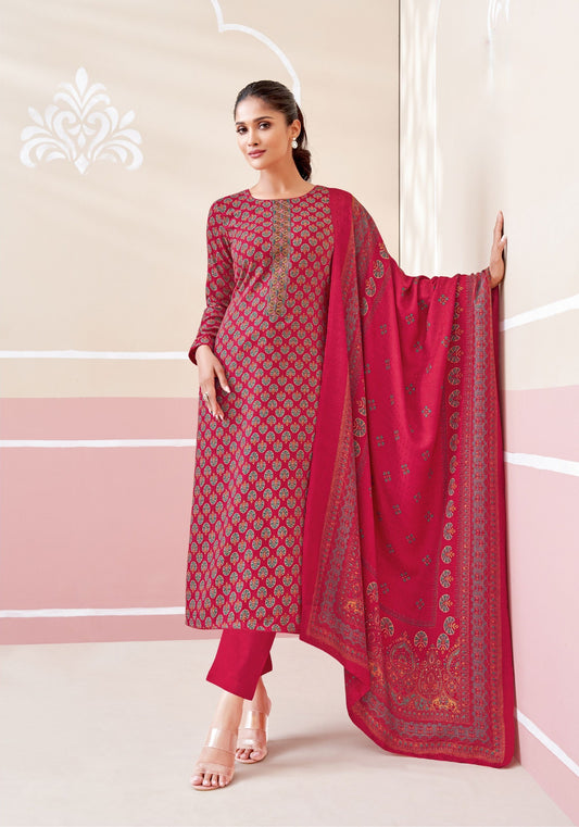 RANI PASHMINA UNSTITCHED WITH NECK WORK AND FOIL PRINT